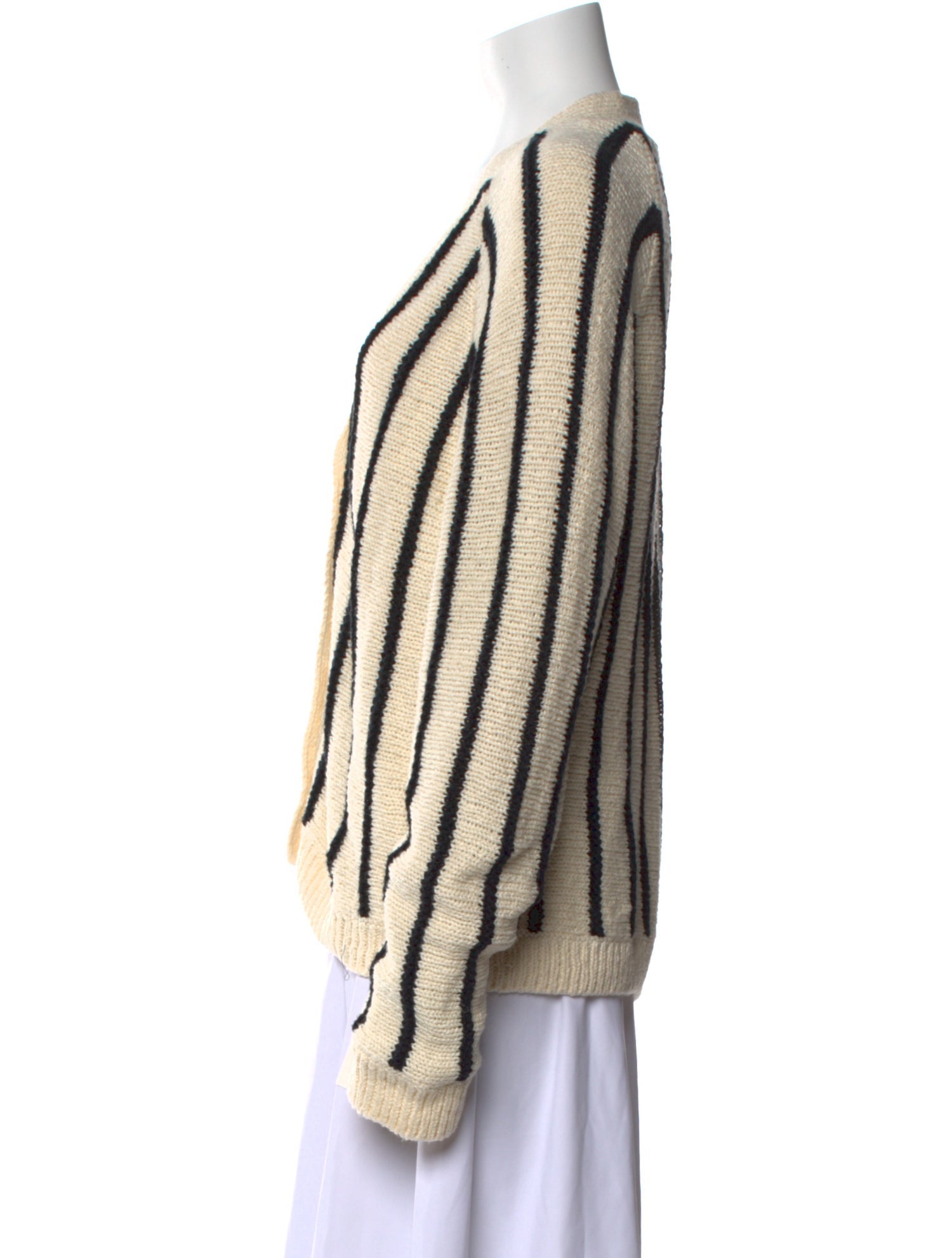 The Great Striped V-Neck Sweater