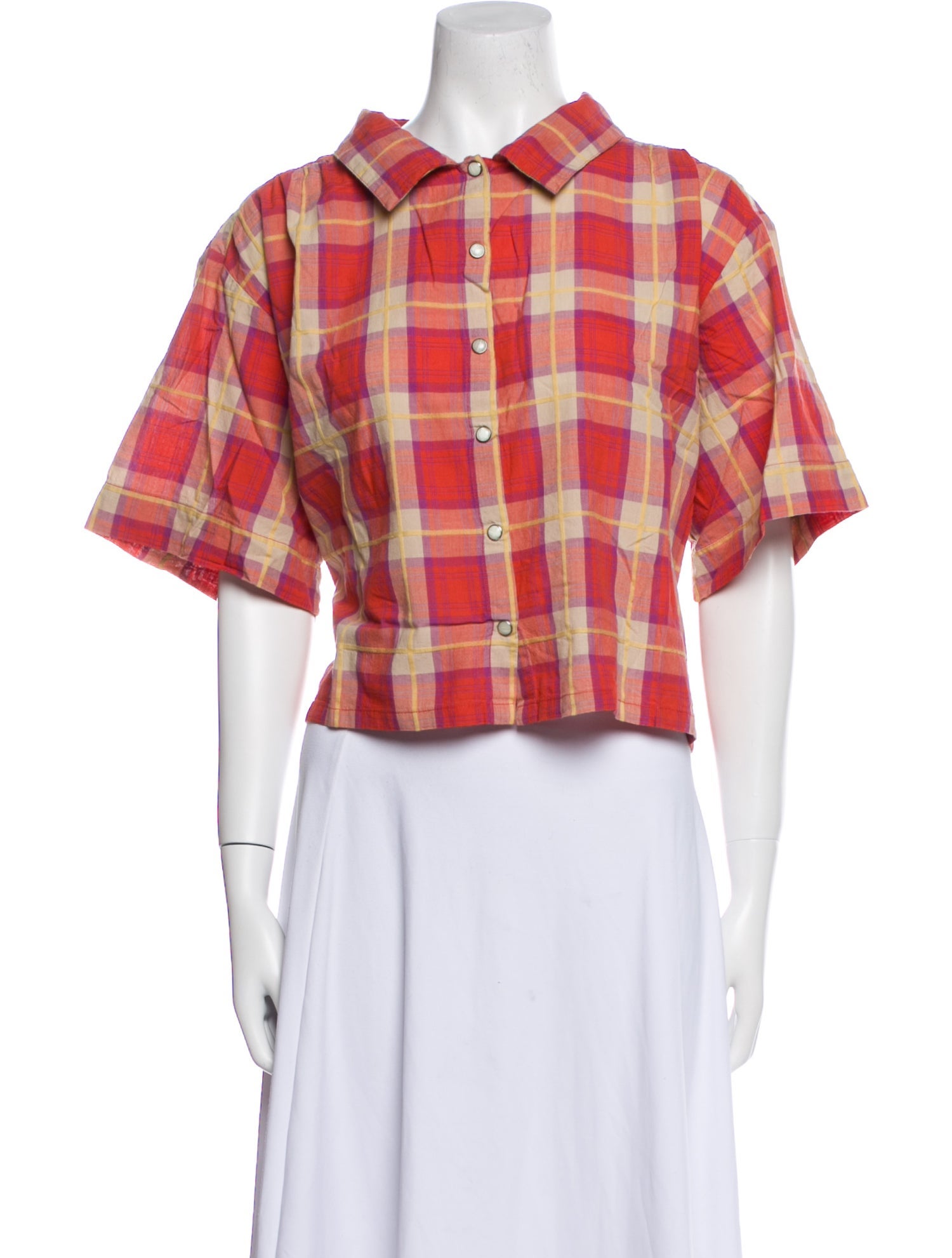 The Great Plaid Print Short Sleeve Crop Top