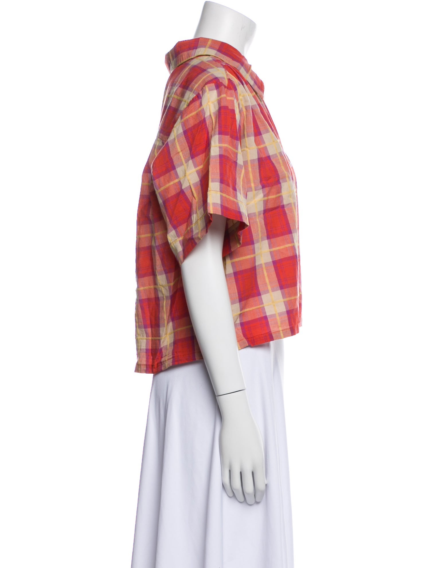 The Great Plaid Print Short Sleeve Crop Top