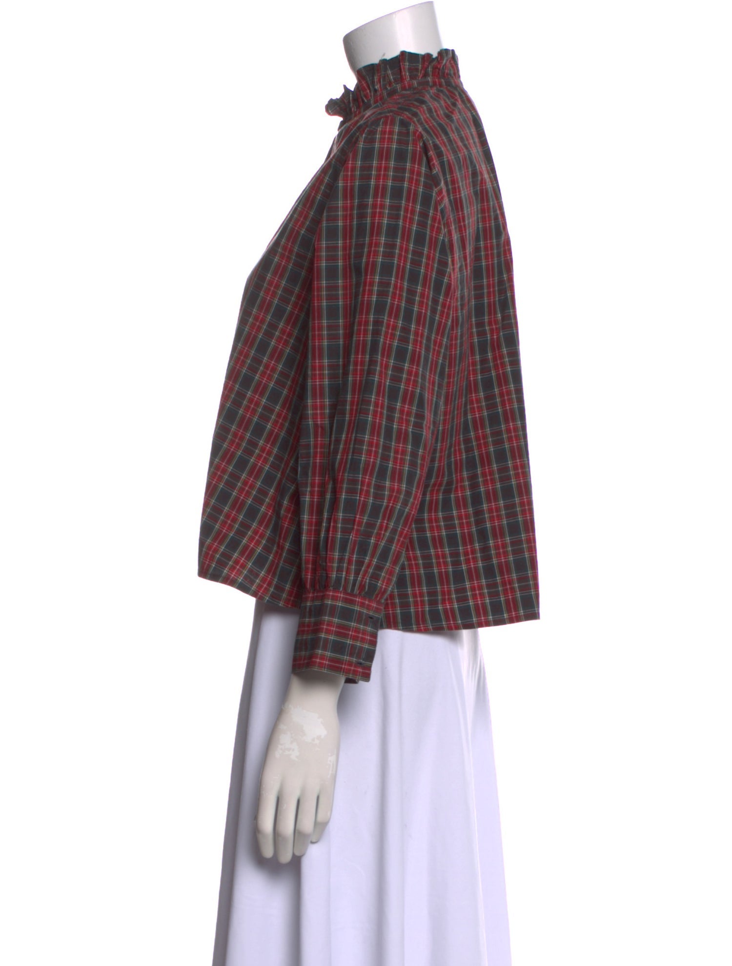 The Great Plaid Print Mock Neck Crop Top
