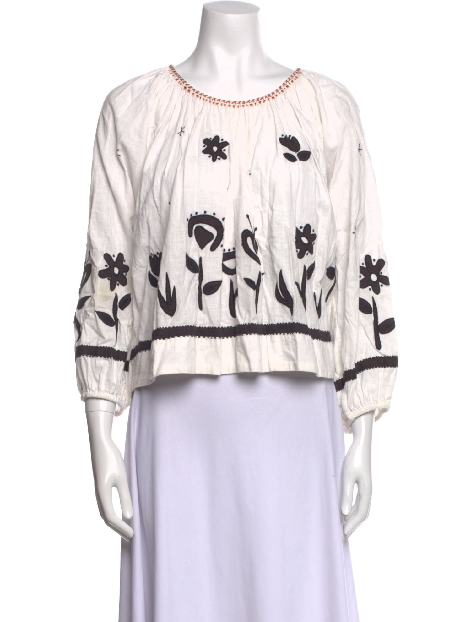 The Great Printed Scoop Neck Crop Top