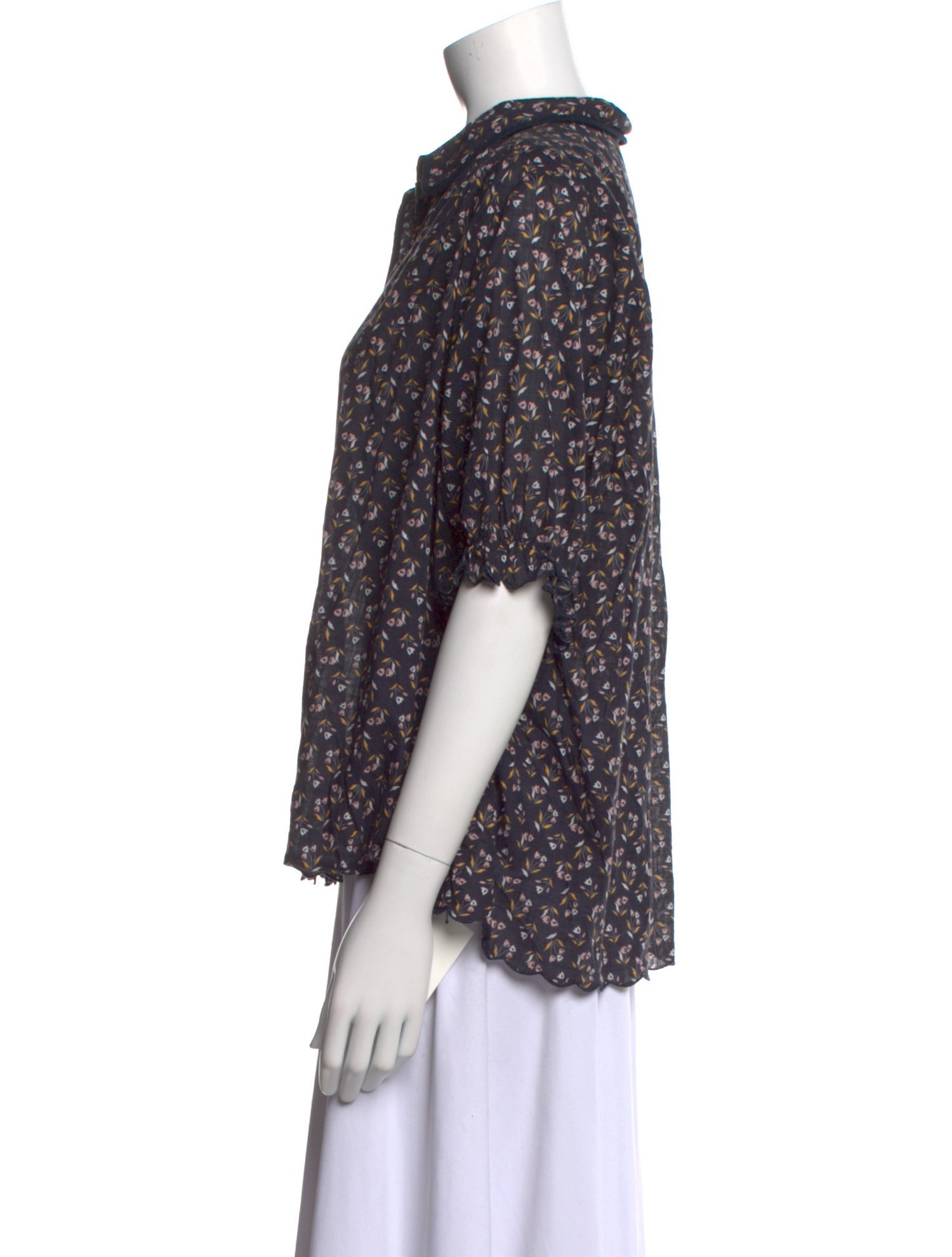 The Great Floral Print Short Sleeve Button-Up Top