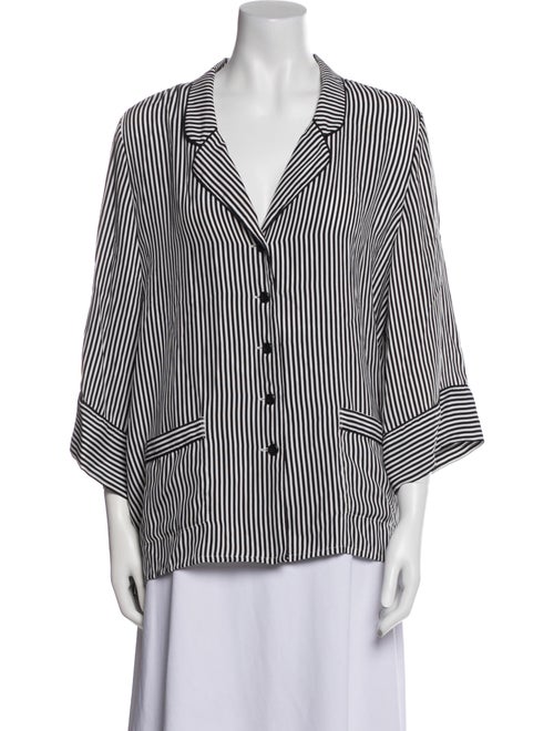 The Great Silk Striped Button-Up Top