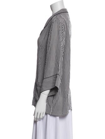 The Great Silk Striped Button-Up Top