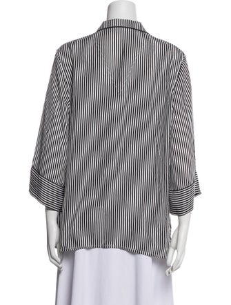 The Great Silk Striped Button-Up Top