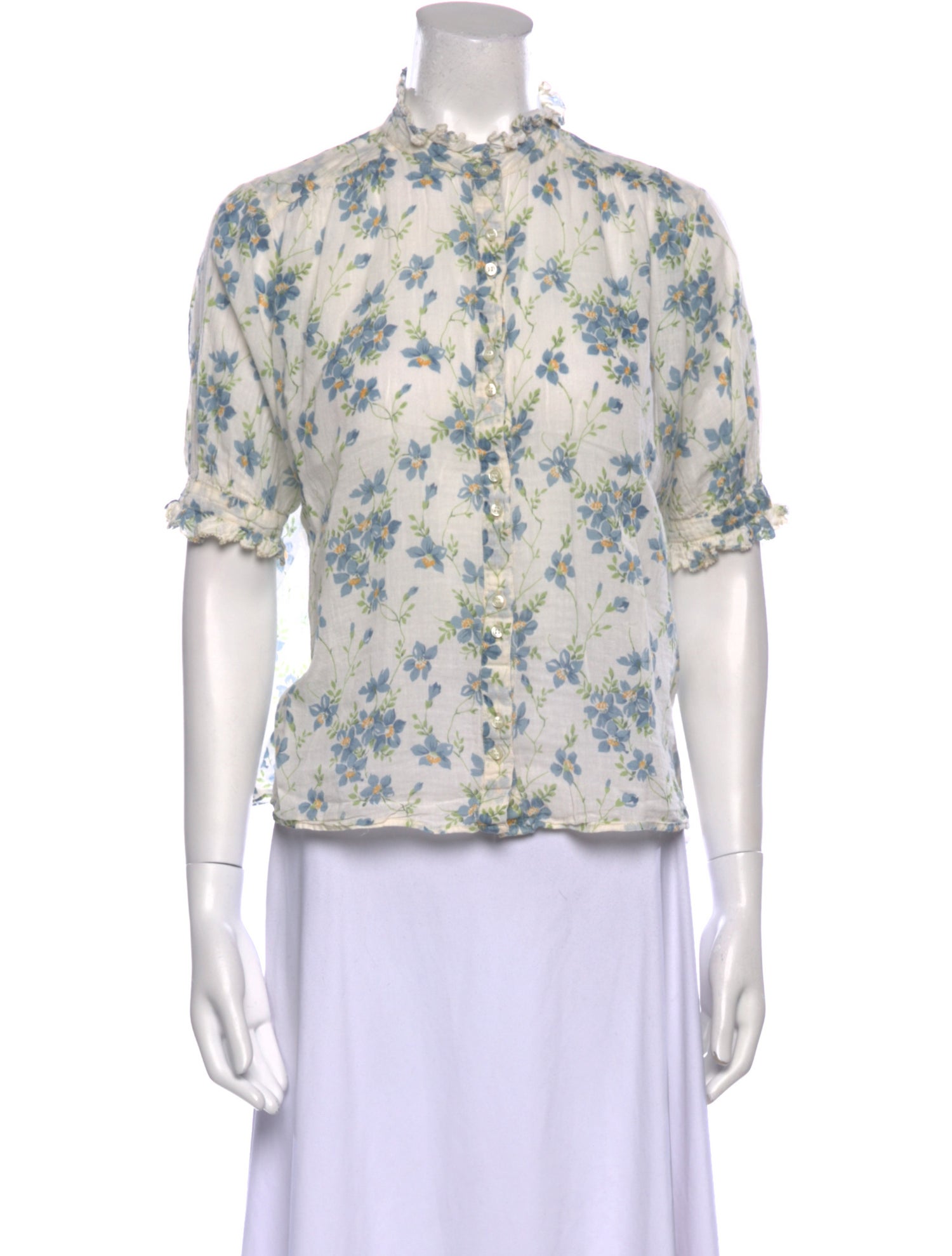 The Great Floral Print Mock Neck Blouse