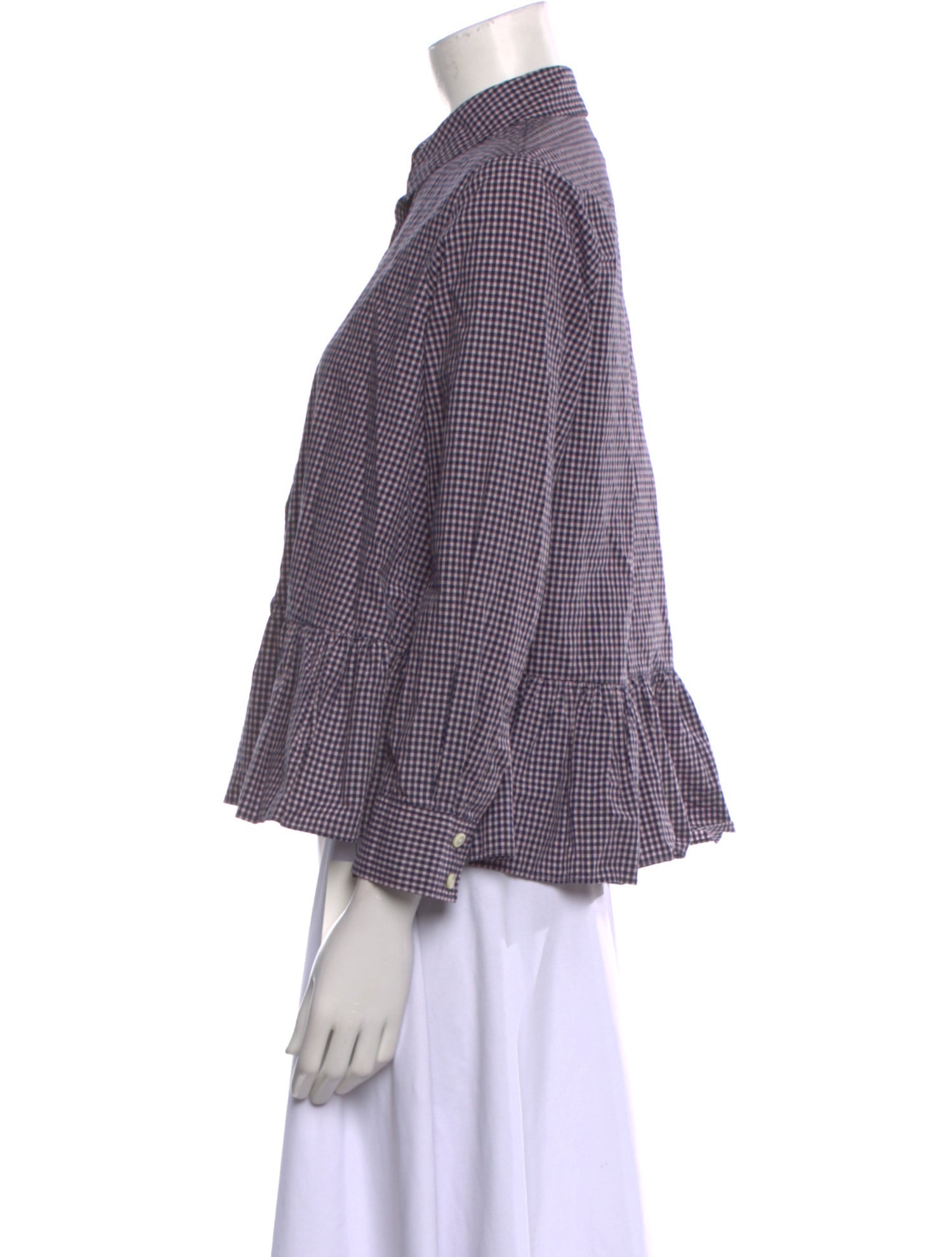 The Great Plaid Print Three-Quarter Sleeve Button-Up Top