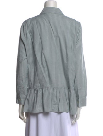 The Great Striped Long Sleeve Button-Up Top