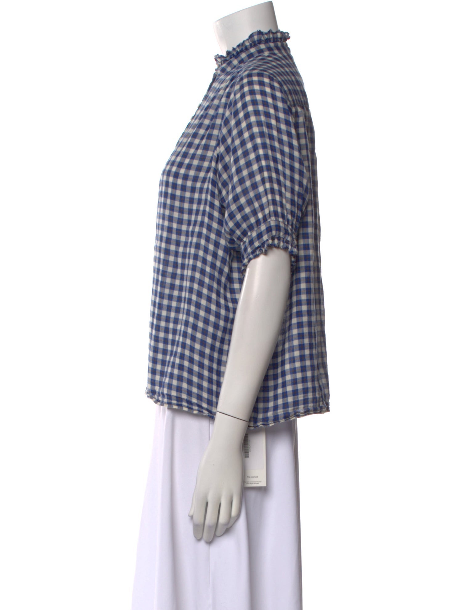 The Great Plaid Print Mock Neck Button-Up Top