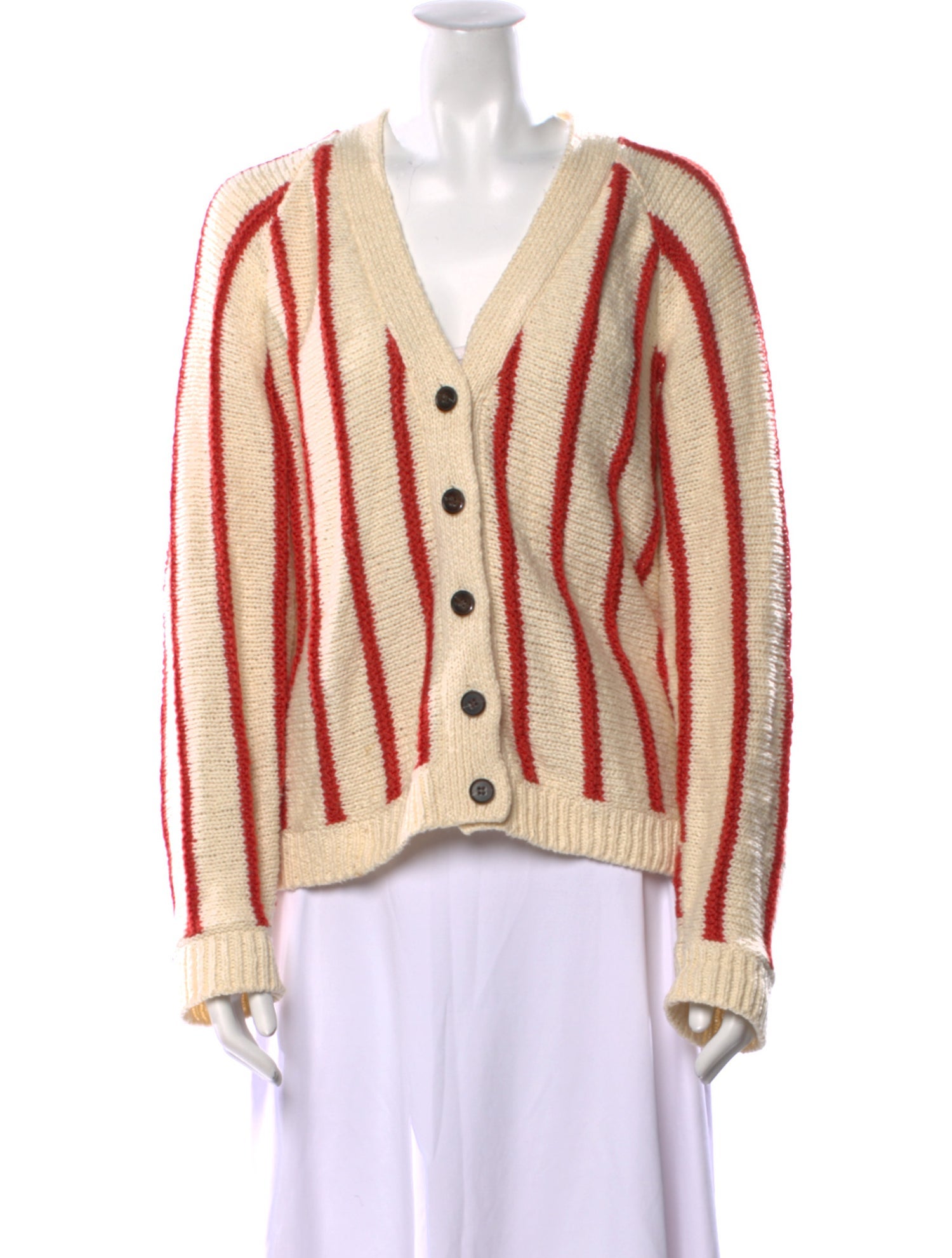 The Great Striped V-Neck Sweater