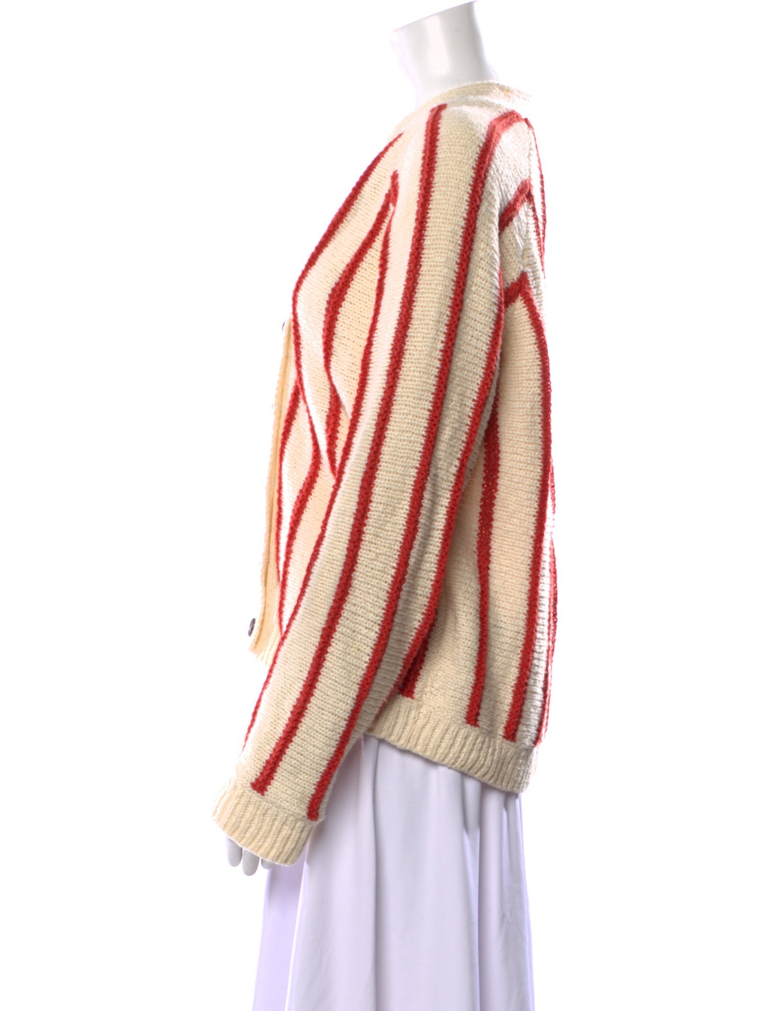 The Great Striped V-Neck Sweater