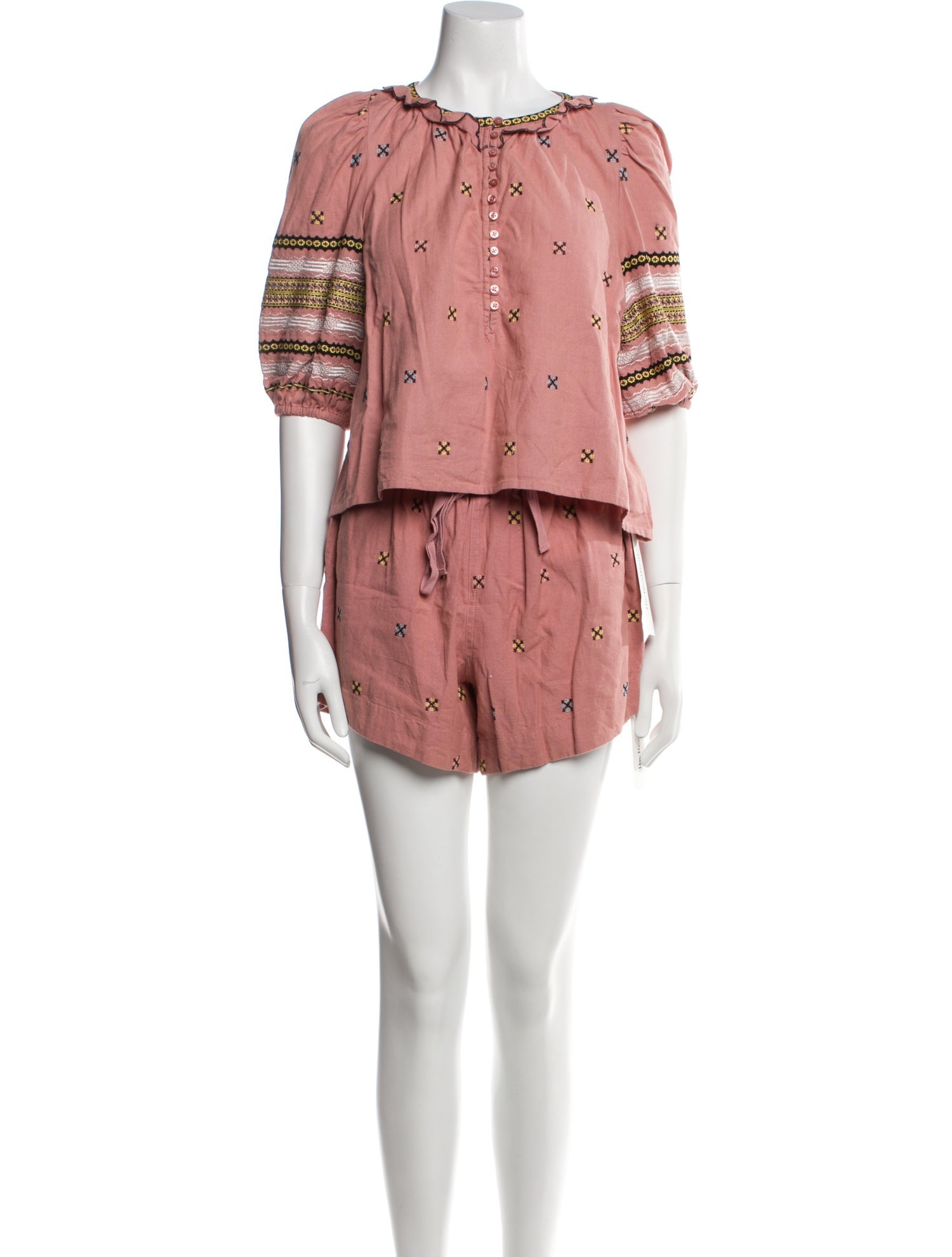 The Great Printed Embroidered Accent Short Set