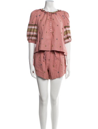 The Great Printed Embroidered Accent Short Set