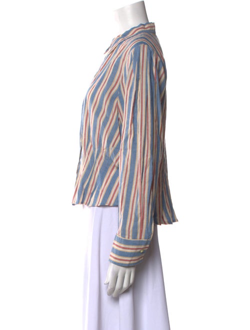 The Great Striped Long Sleeve Button-Up Top