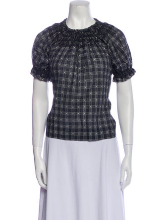 The Great Plaid Print Crew Neck Top