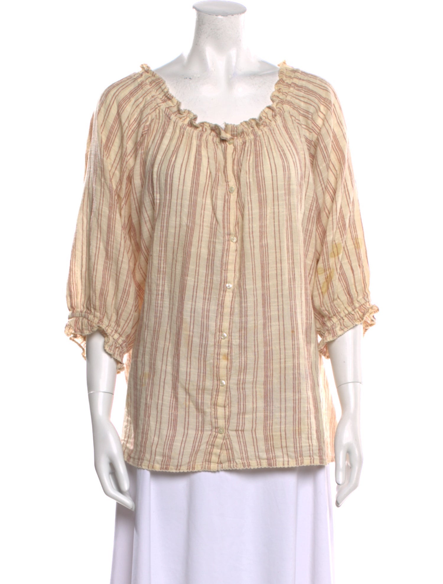 The Great Striped Scoop Neck Blouse