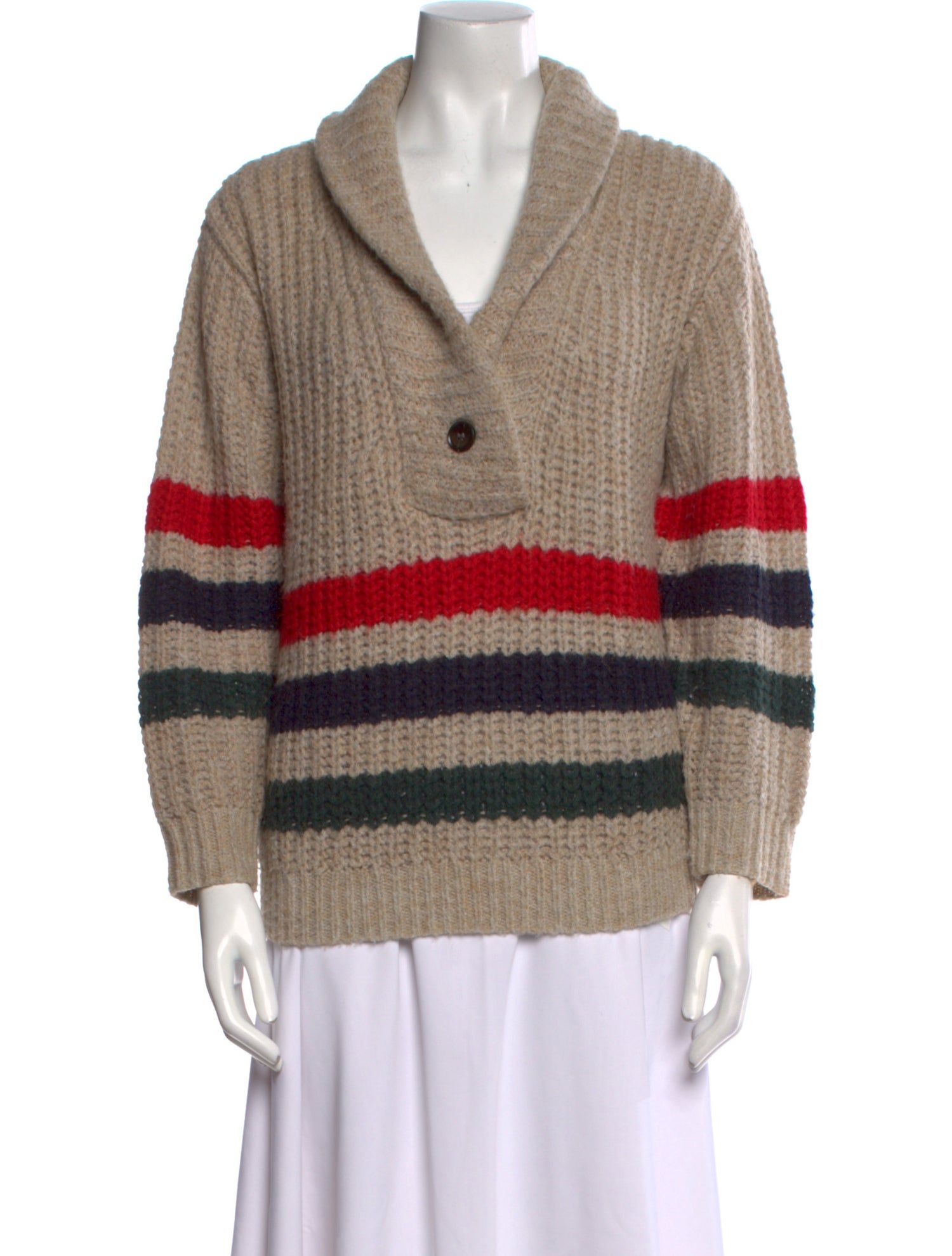 The Great Striped V-Neck Sweater