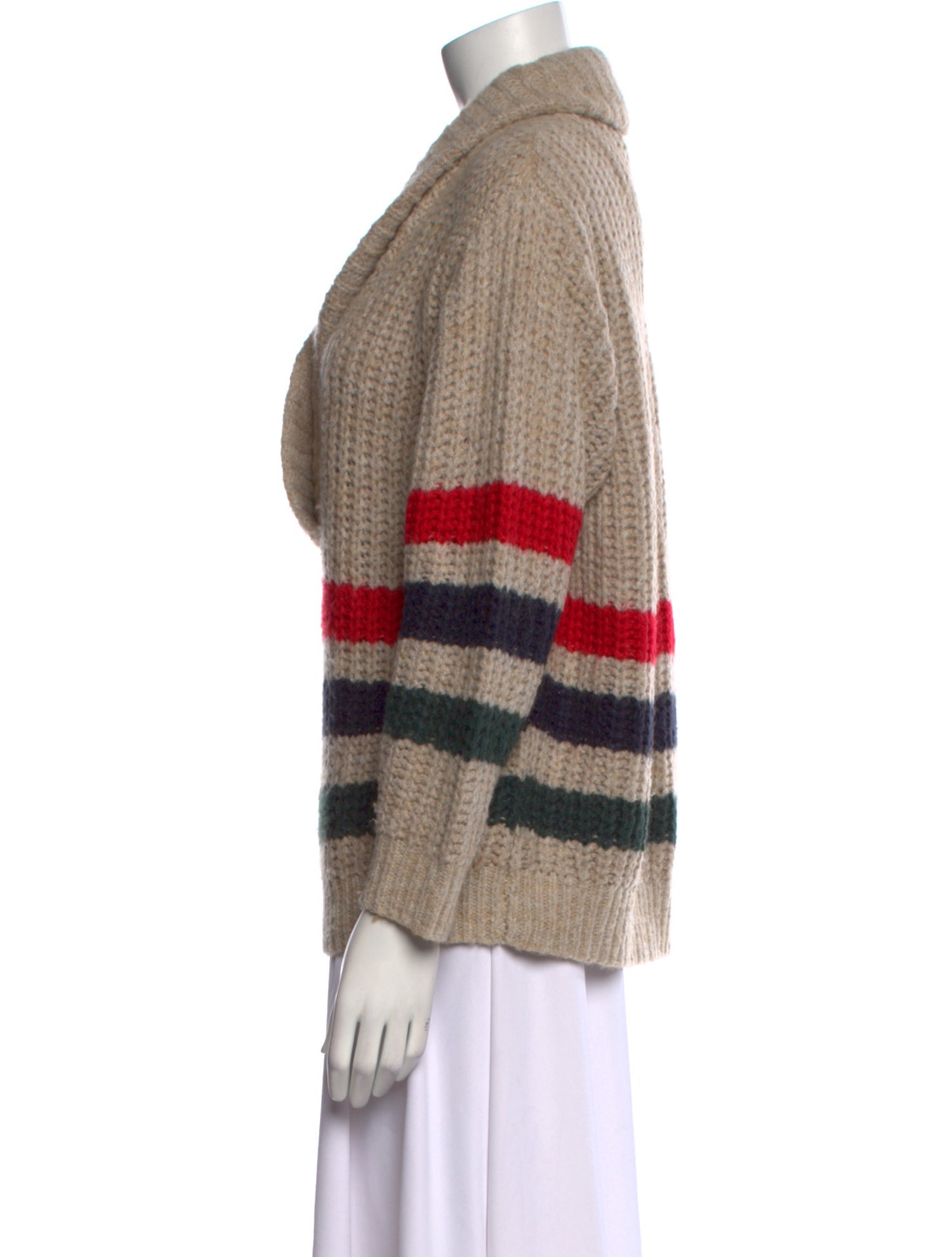 The Great Striped V-Neck Sweater