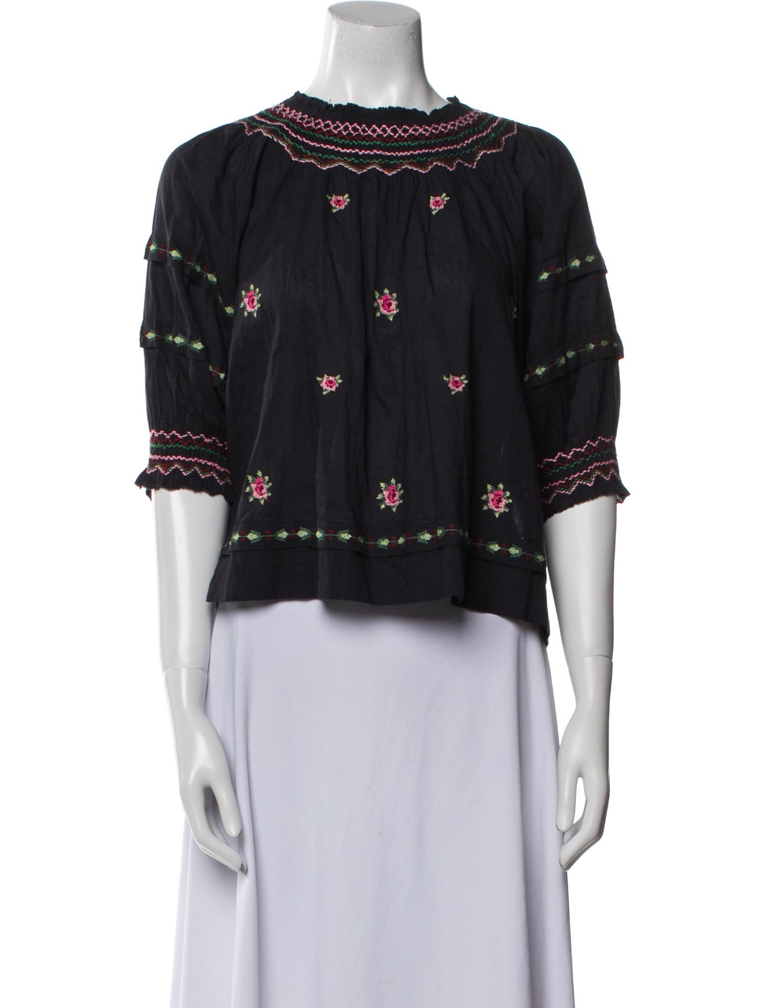 The Great Floral Print Bateau Neckline Crop Top