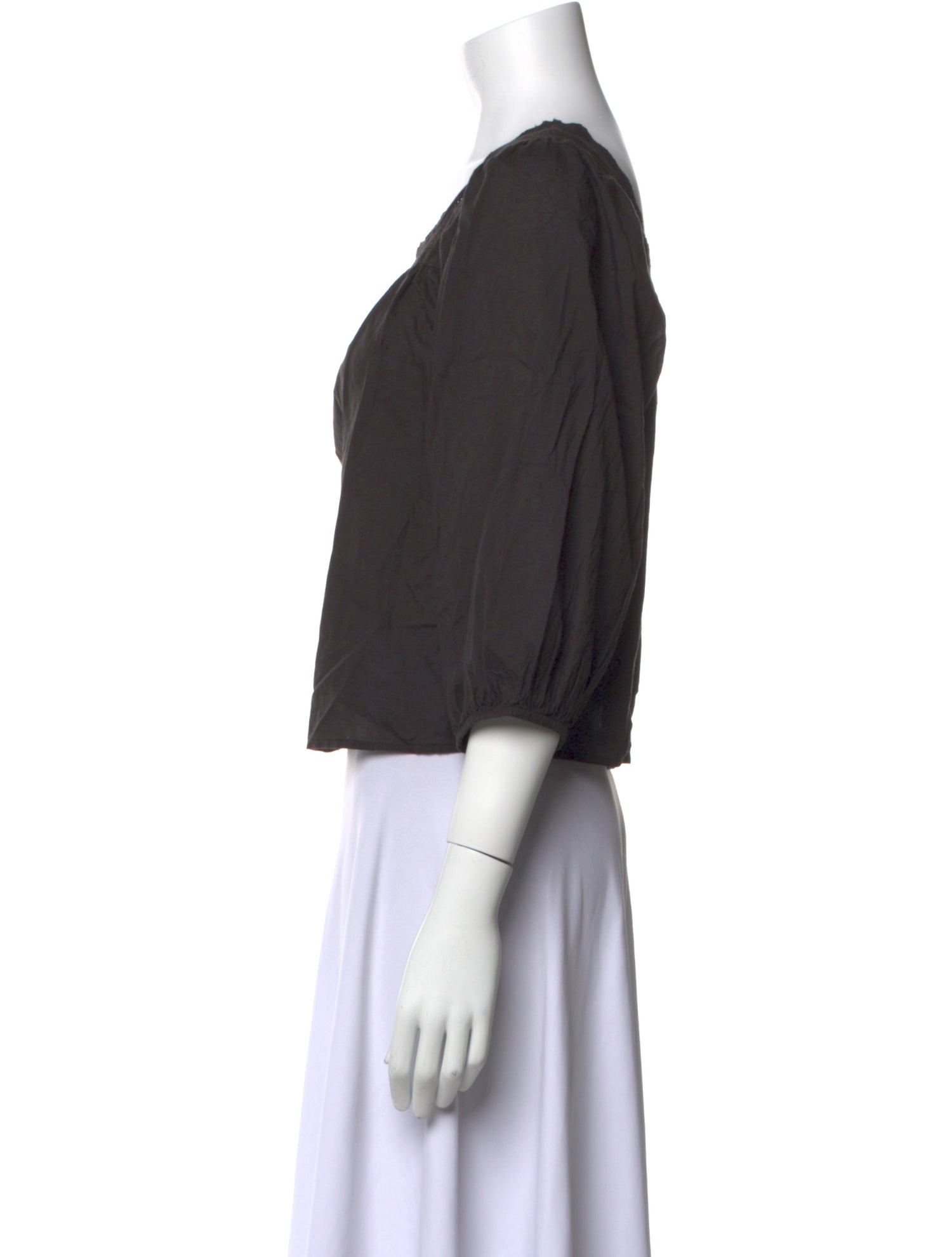 The Great Square Neckline Three-Quarter Sleeve Crop Top