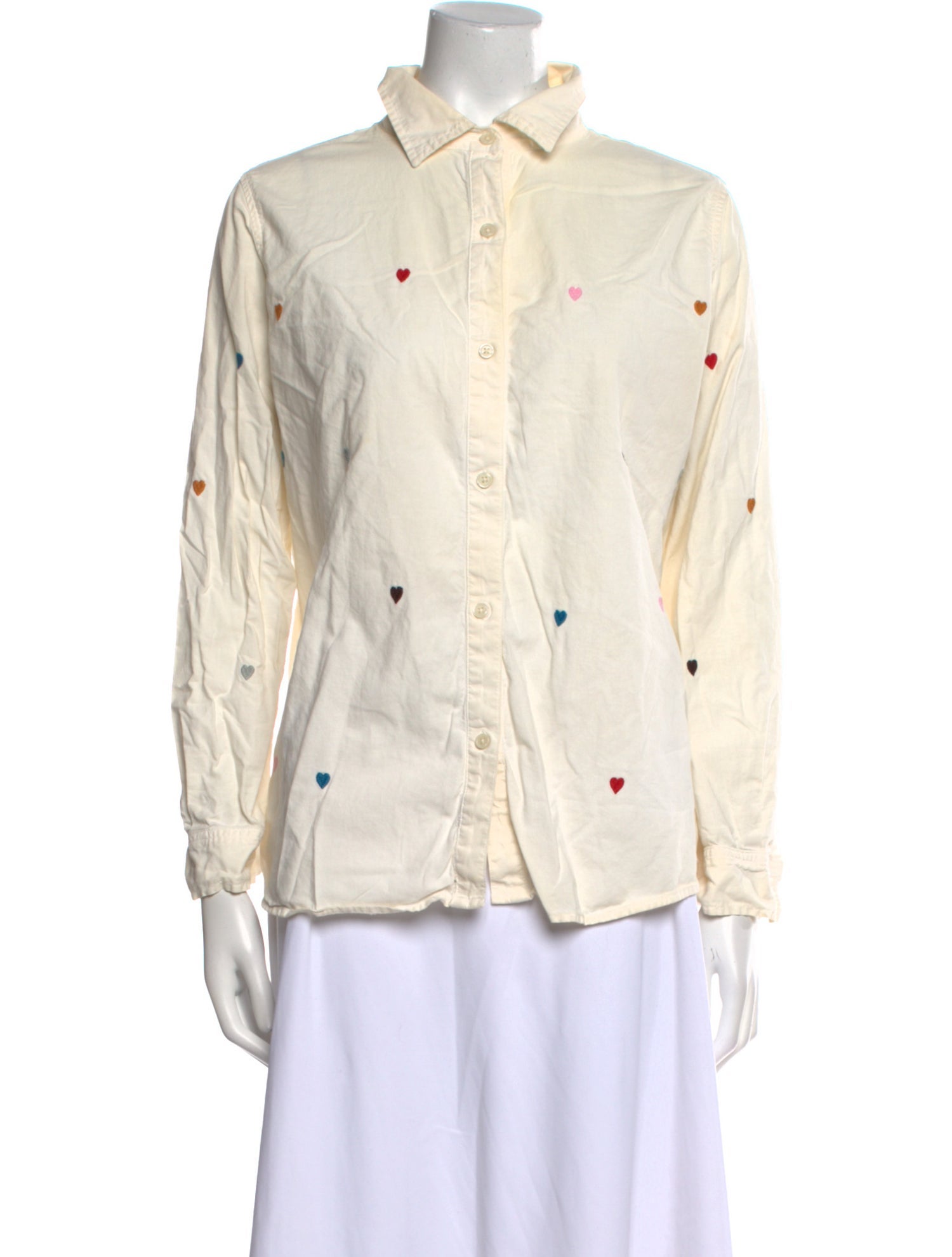 The Great Printed Long Sleeve Button-Up Top