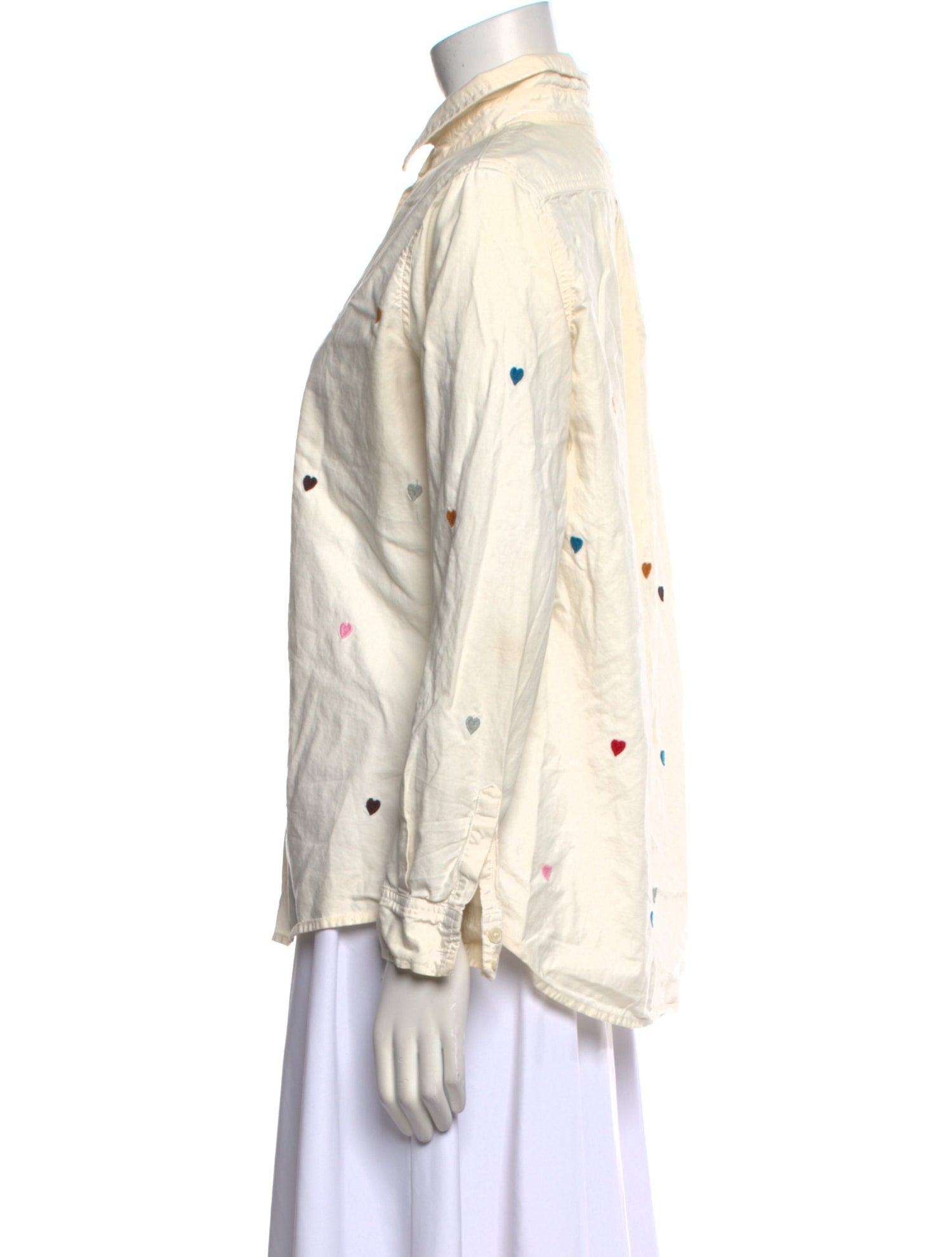 The Great Printed Long Sleeve Button-Up Top