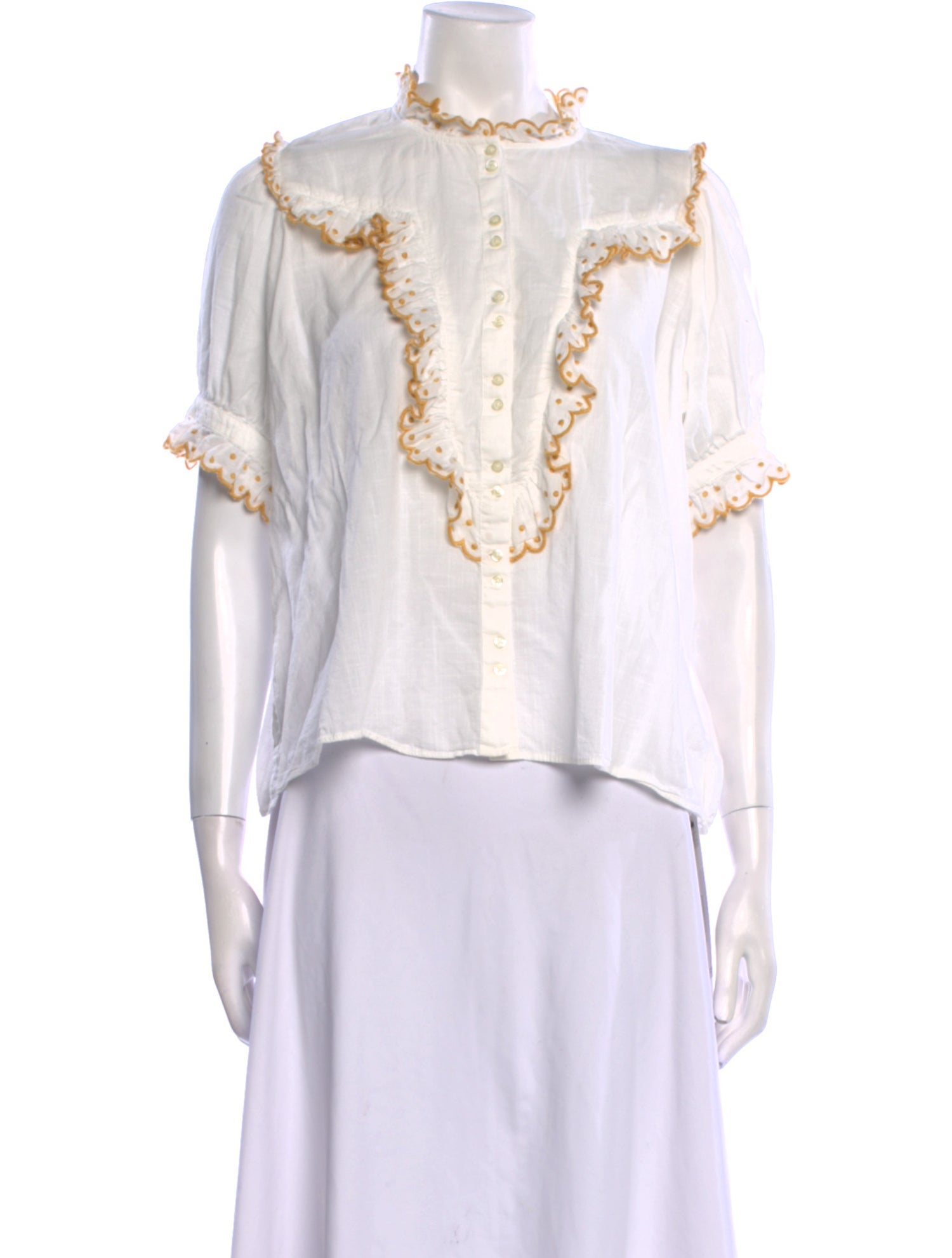 The Great Mock Neck Short Sleeve Blouse