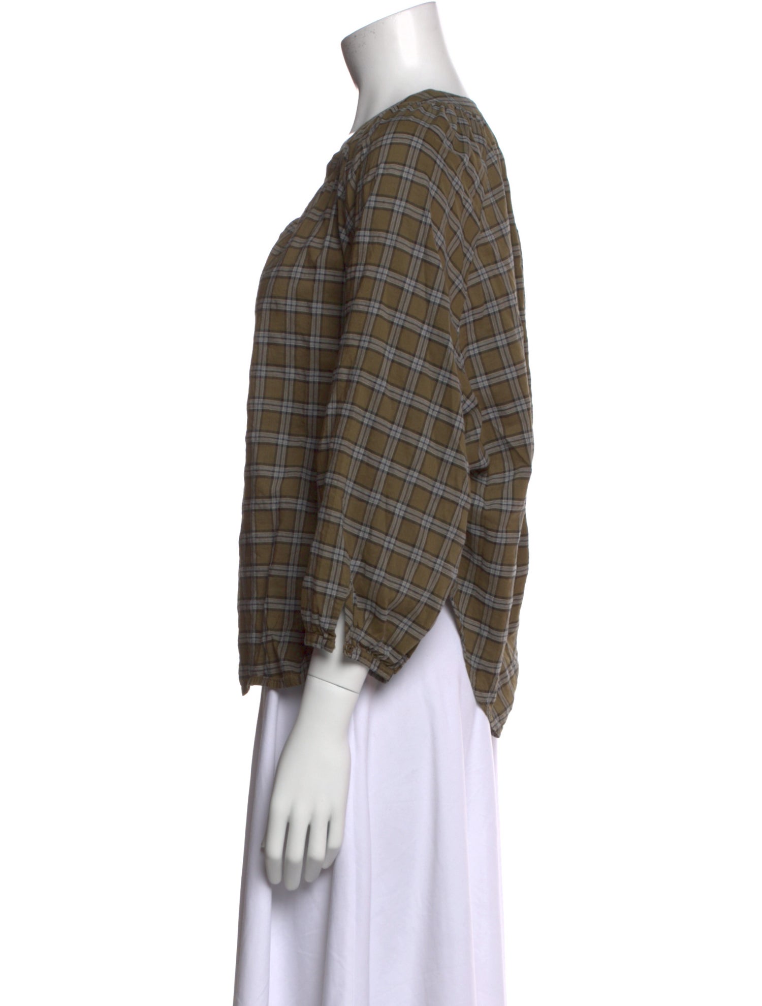 The Great Plaid Print Scoop Neck Blouse