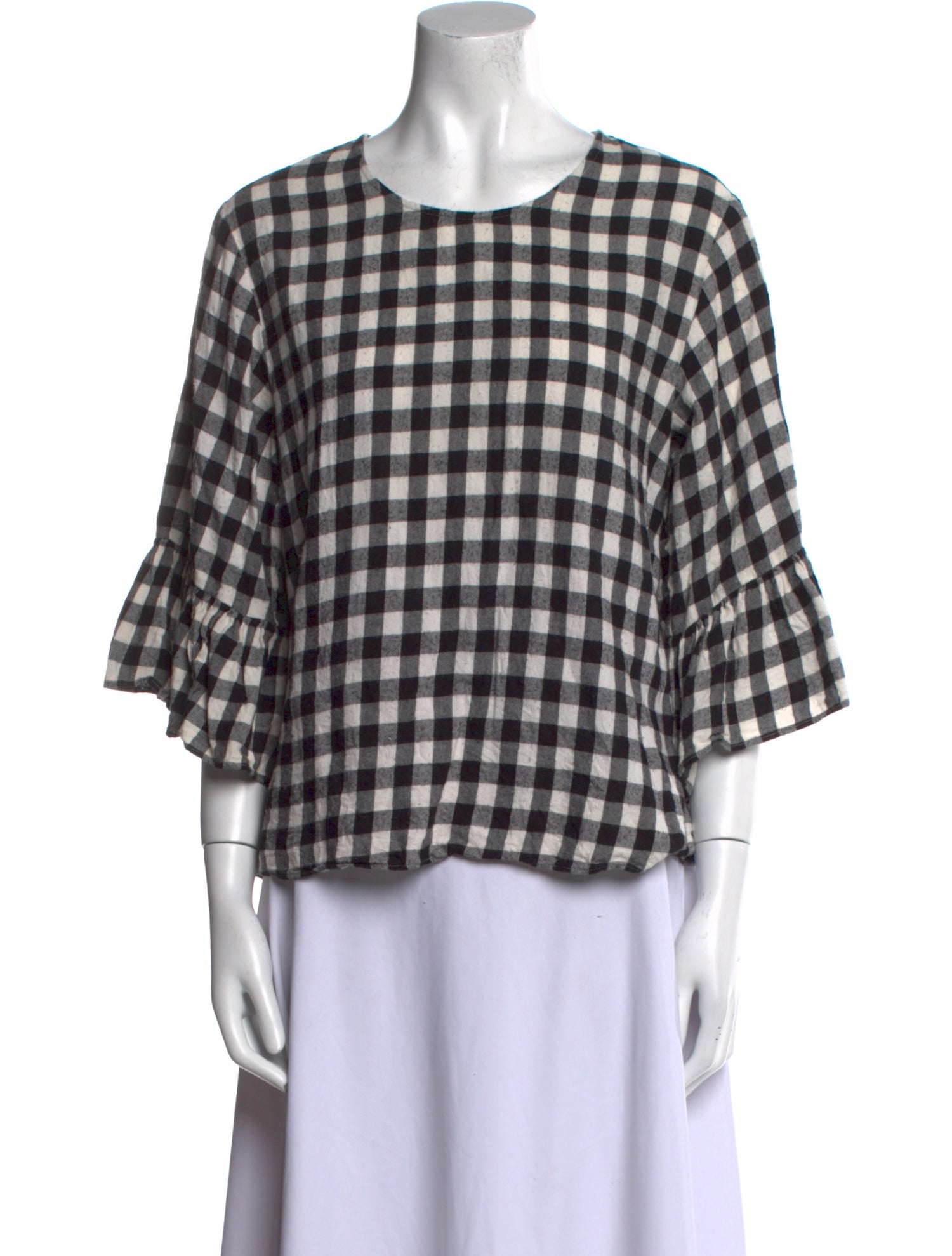 The Great Plaid Print Crew Neck Blouse