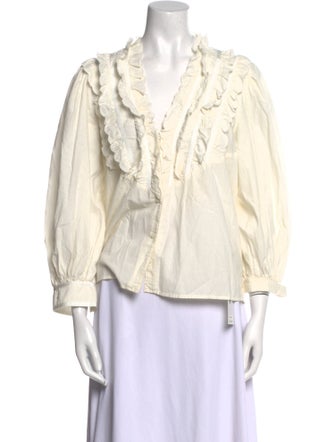 The Great V-Neck Three-Quarter Sleeve Blouse