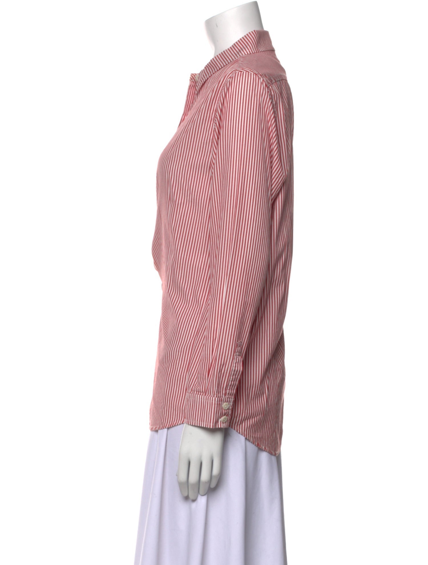 The Great Striped Long Sleeve Button-Up Top