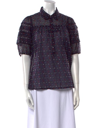 The Great Printed Short Sleeve Button-Up Top