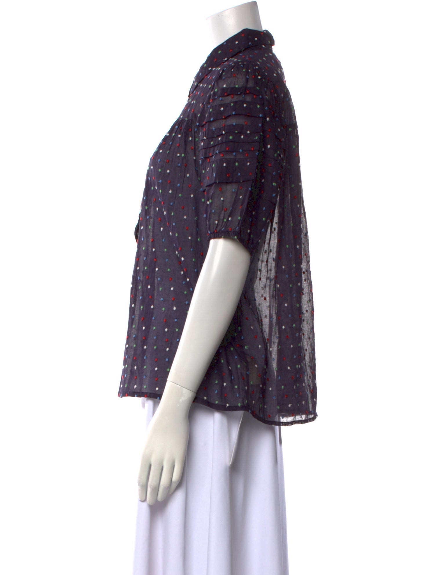 The Great Printed Short Sleeve Button-Up Top