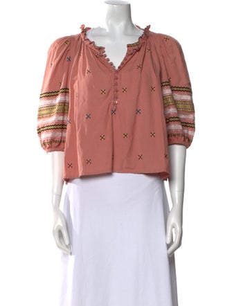 The Great V-Neck Three-Quarter Sleeve Crop Top