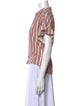 The Great Striped Short Sleeve Button-Up Top