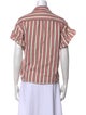 The Great Striped Short Sleeve Button-Up Top