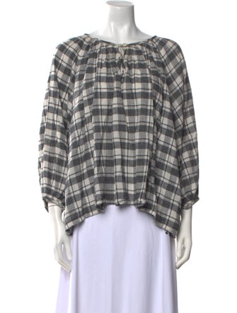 The Great Plaid Print Scoop Neck Blouse