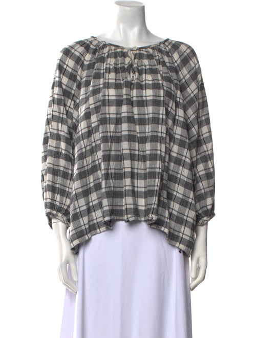 The Great Plaid Print Scoop Neck Blouse