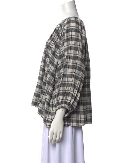 The Great Plaid Print Scoop Neck Blouse