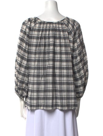 The Great Plaid Print Scoop Neck Blouse
