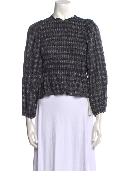 The Great Plaid Print Mock Neck Crop Top