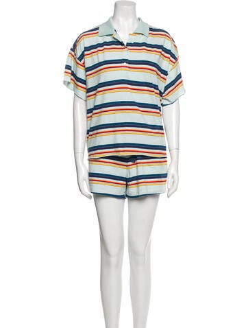 Pre-owned The Great Striped Short Set In Blue