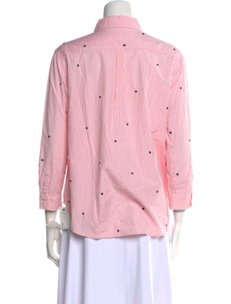 The Great Striped Three-Quarter Sleeve Button-Up Top