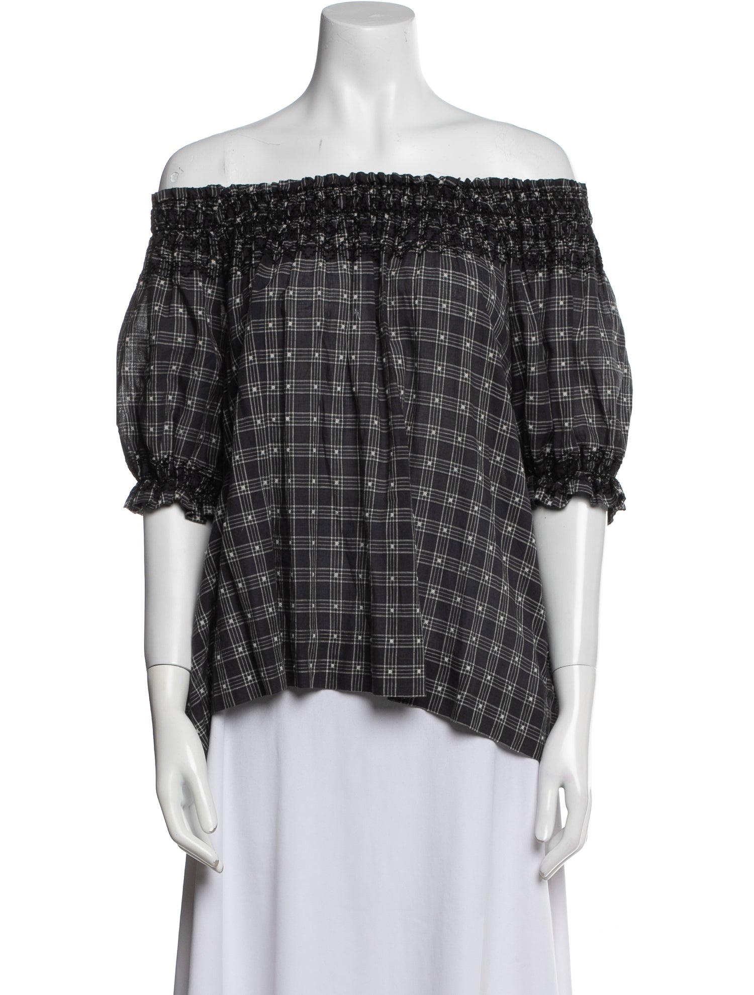 The Great Plaid Print Off-The-Shoulder Blouse