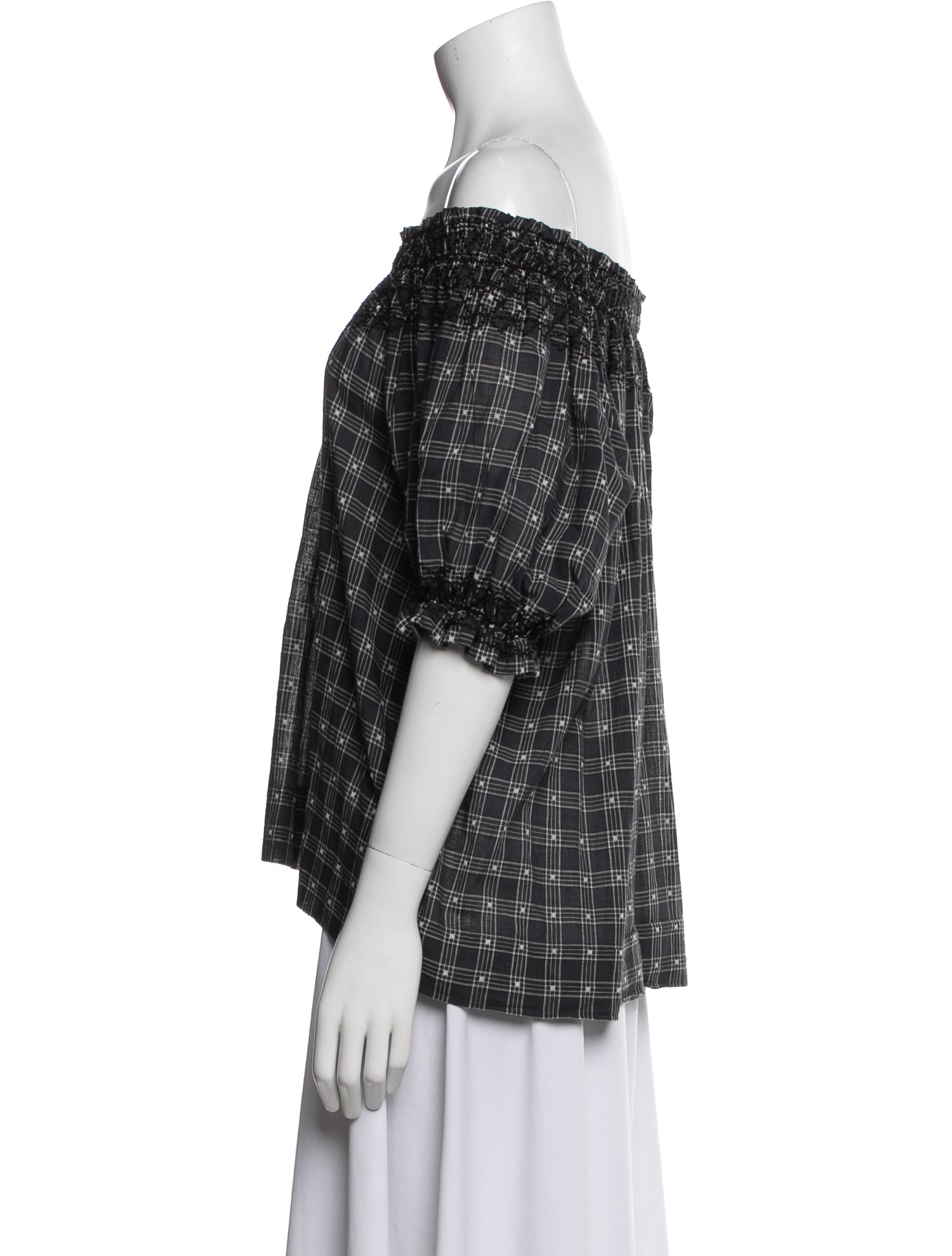 The Great Plaid Print Off-The-Shoulder Blouse