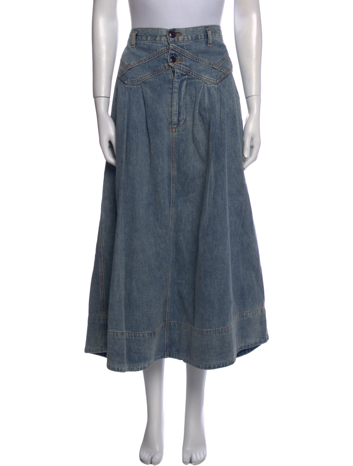 The Great Pleated Accents Midi Length Skirt