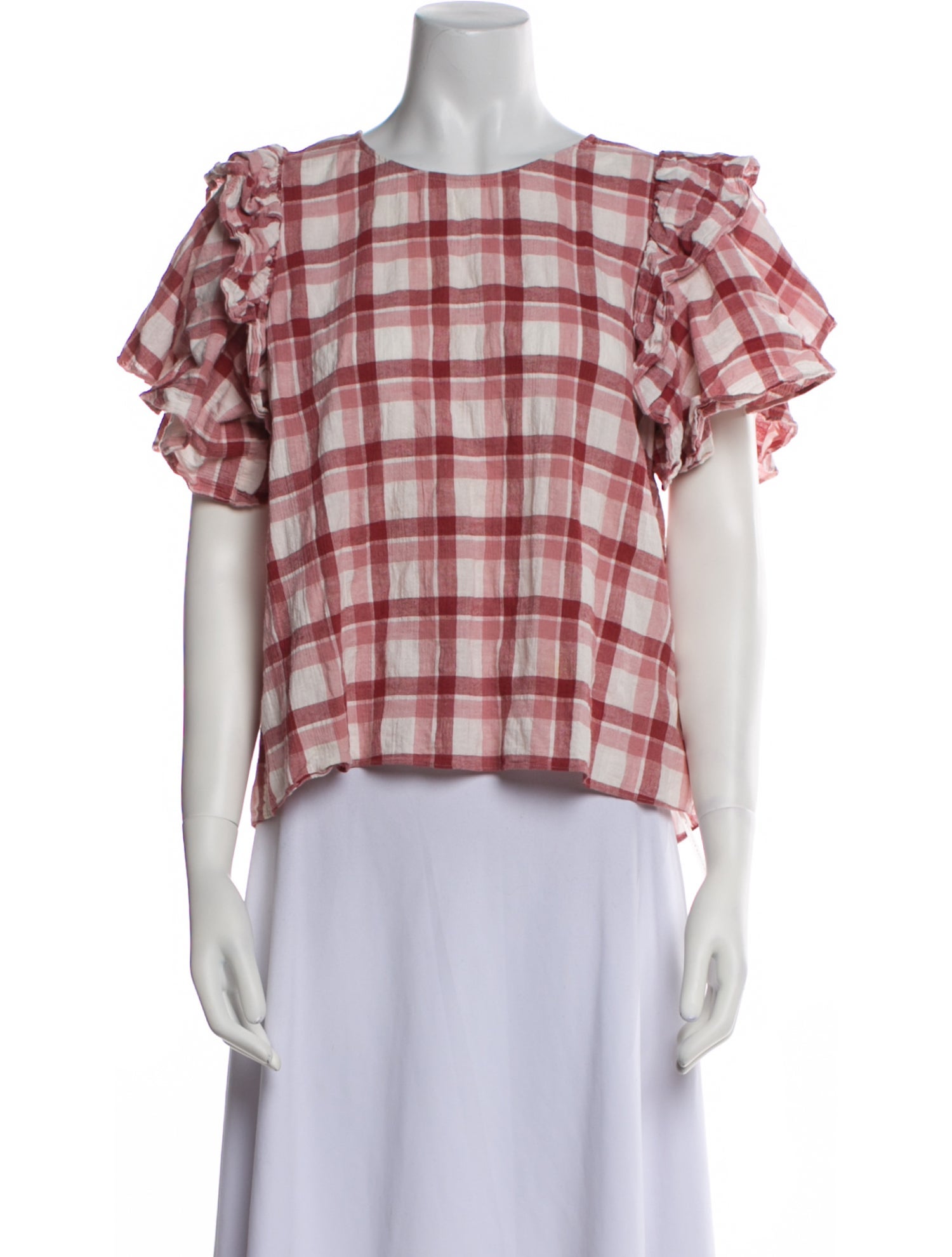 The Great Plaid Print Crew Neck Blouse