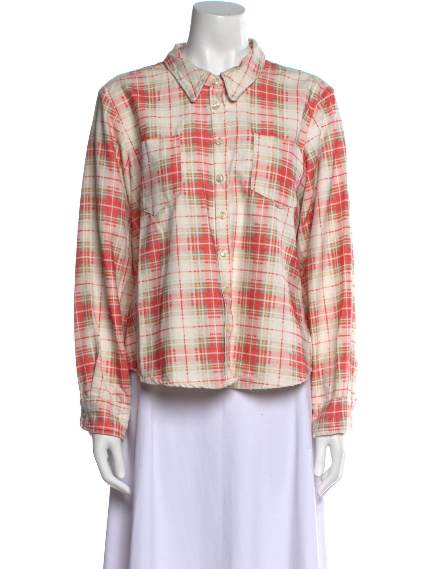 The Great Plaid Print Long Sleeve Button-Up Top