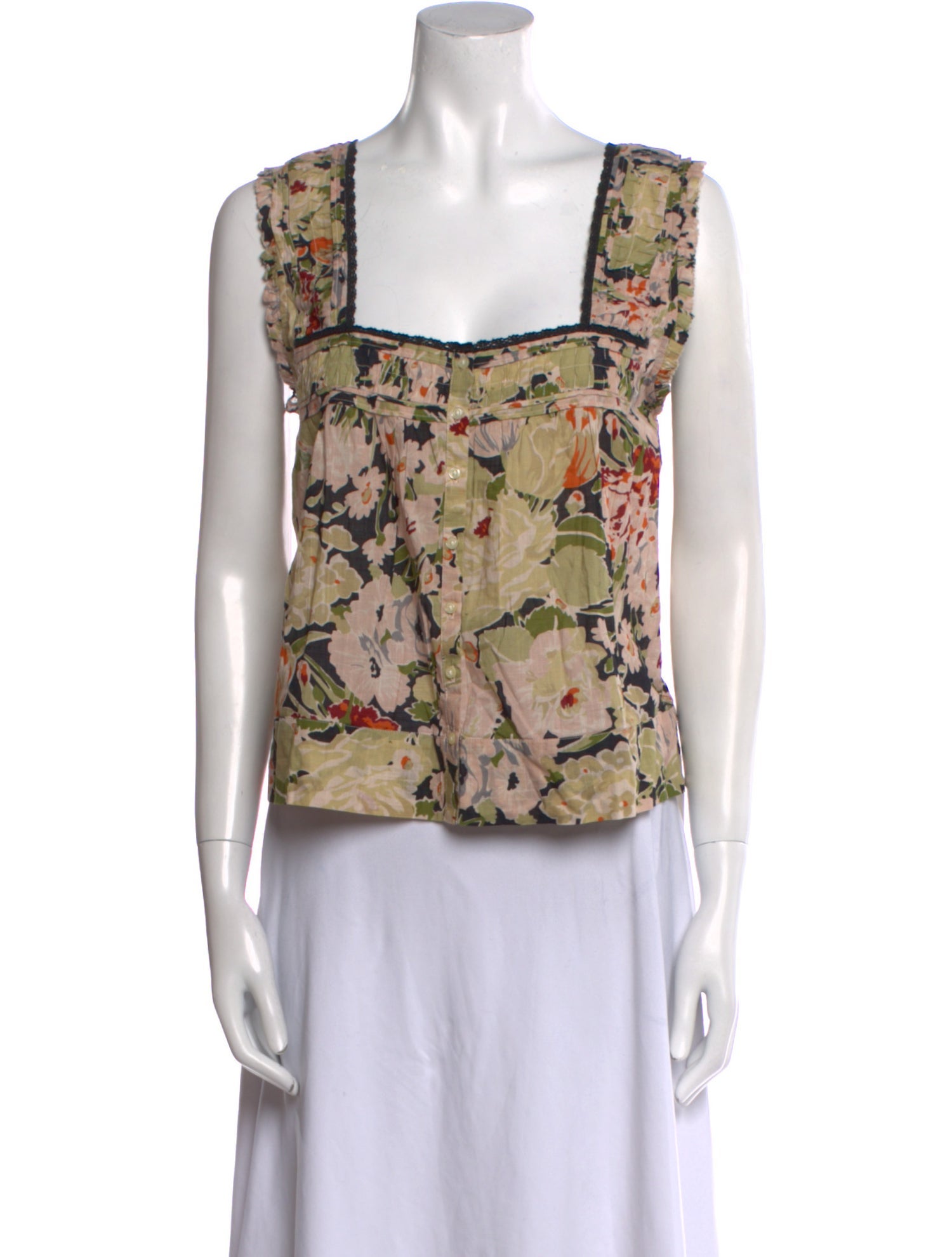 The Great Floral Print Square Neckline Top