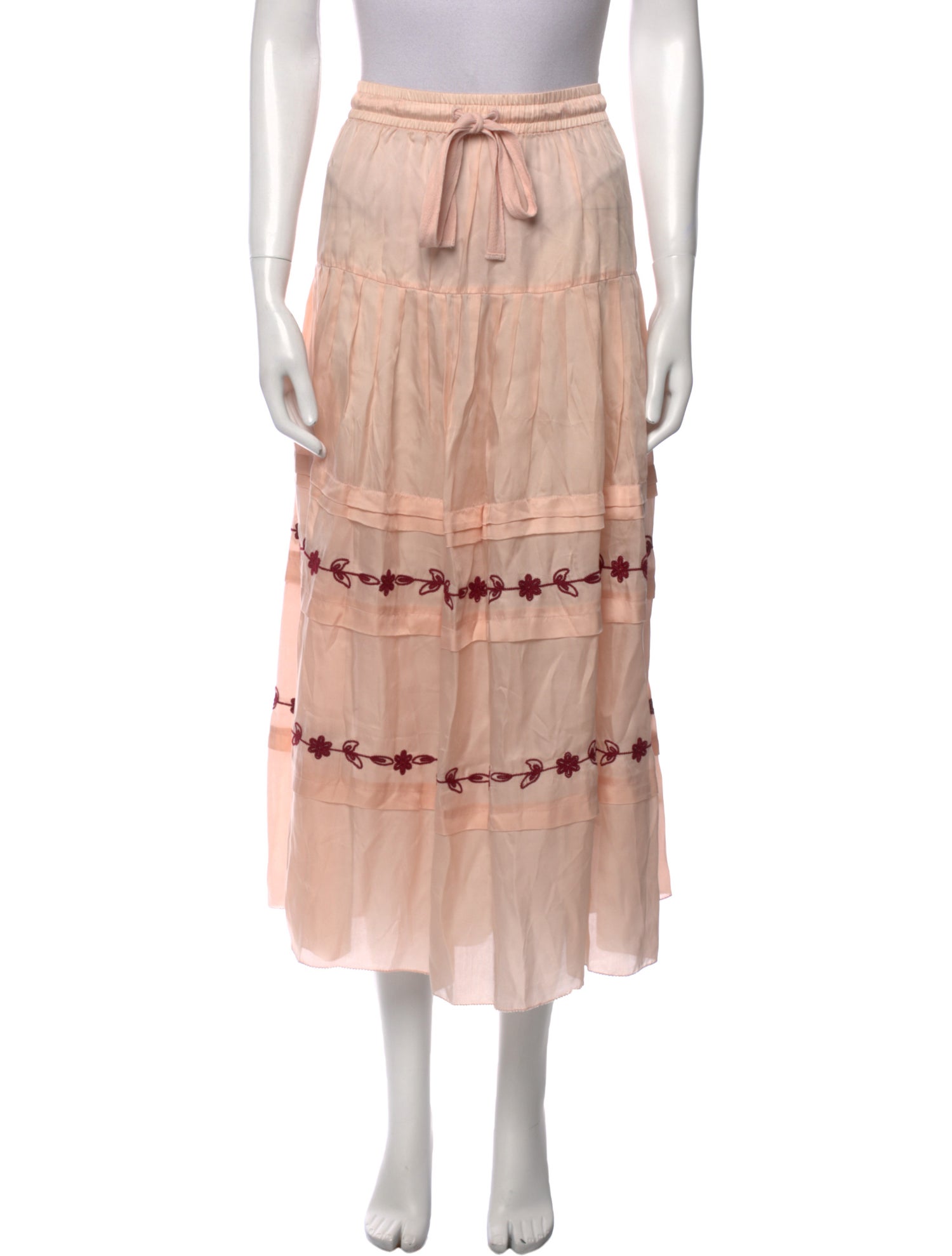 The Great Embroidered Accent Midi Length Skirt w/ Tags